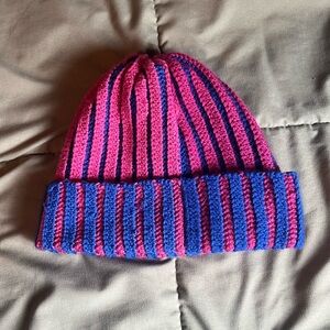 Pink and blue beanie